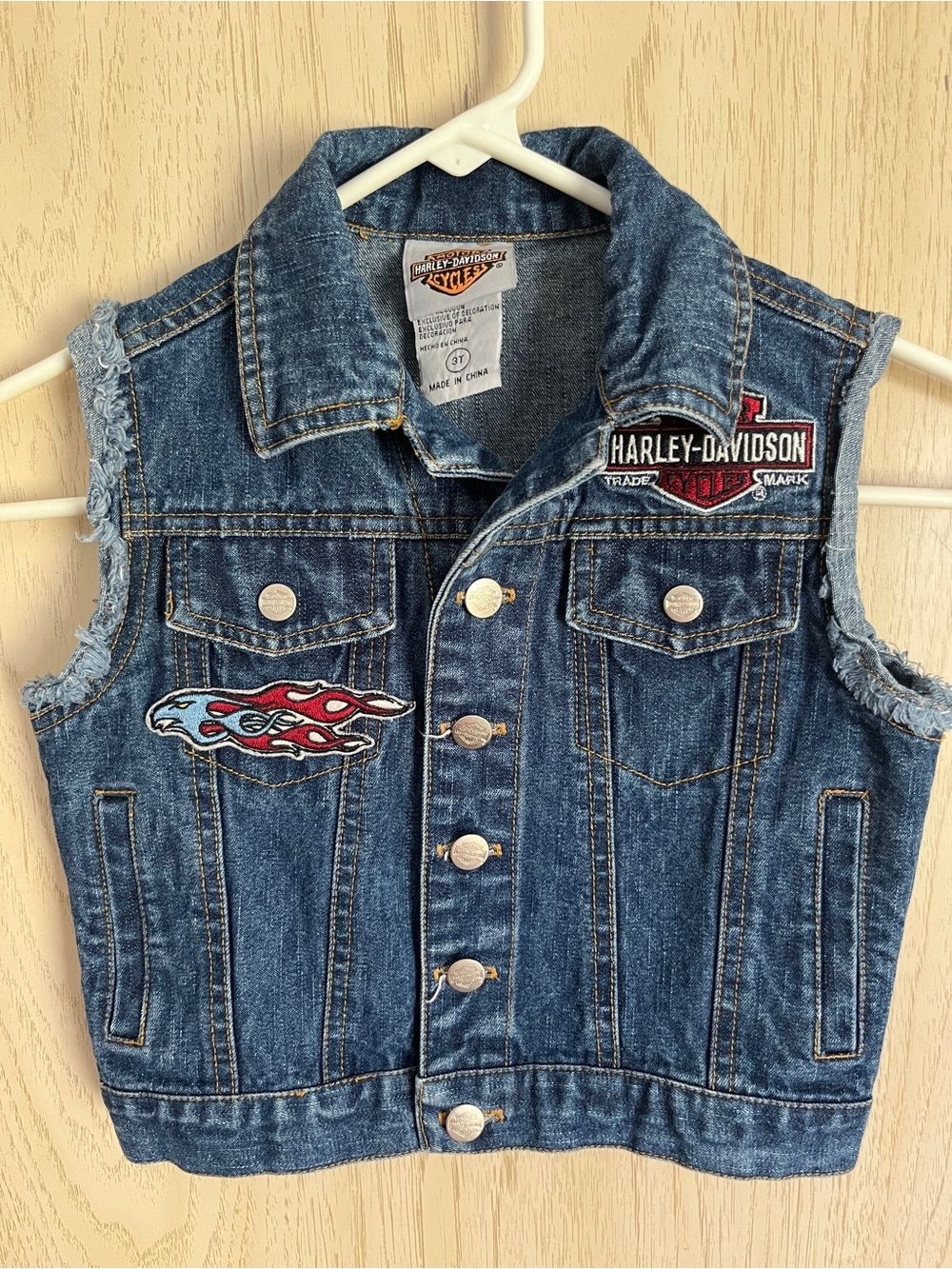 HARLEY-DAVIDSON Motorcycle Denim Vest with Patches for KIDS / Toddlers Sz 3T
